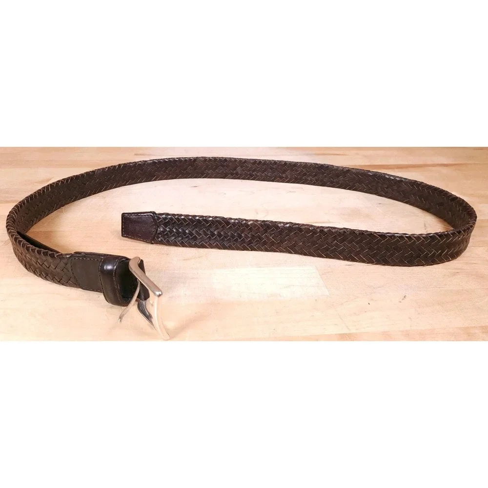 Tommy Bahama Belt Mens Size 44 Brown Woven Braided Leather‎ B7557
